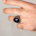 Blue Zircon Stone Vav Figured Sterling Silver Men's Ring