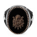 Ottoman Arma Black Onyx Stone Inlaid Silver Men's Ring