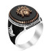 Ottoman Arma Black Onyx Stone Inlaid Silver Men's Ring