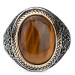 Oval Brown Tiger Eye Stone Symmetrical Pattern Sterling Silver Men's Ring