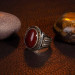 Shah Design Brown Agate Stone Sterling Silver Men's Ring