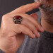 Shah Design Brown Agate Stone Sterling Silver Men's Ring