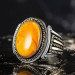 Symmetrical Patterned Yellow Zircon Stone Sterling Silver Men's Ring