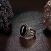 Symmetrical Patterned Black Onyx Stone Sterling Silver Men's Ring