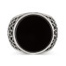 925 Silver Men's Ring With A Round Black Onyx Stone