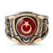 Armor Model Tree Of Life Moon Star Red Enamel Silver Men's Ring