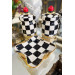 Checkered Black Breakfast And Snack Plate