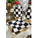 Checkered Black Breakfast And Snack Plate