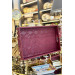 Burgundy Leather Tray With Decorative Gold Detail