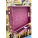 Burgundy Leather Tray With Decorative Gold Detail