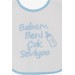 Baby Feeding Bib Embroidered Text Printed White