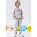 Boy's Tracksuit Suit Embroidered Text Printed Beige Melange (2-5 Ages)