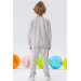 Boy's Tracksuit Suit Embroidered Text Printed Beige Melange (2-5 Ages)