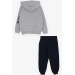 Boys Tracksuit Set Teddy Bear Printed Gray Melange (2-6 Years)