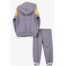 Boys Tracksuit Set Printed Hooded Gray Melange (1.5-3 Years)