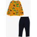 Baby Boy Tracksuit Set Dinosaur Printed Mustard Yellow (9 Months-3 Years)