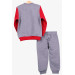 Baby Boy Tracksuit Set Dinosaur Printed Dark Gray Melange (9 Months-1.5 Years)