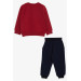 Boys Tracksuit Set Dinosaur Embroidered Claret Red (1-2 Age)