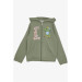 Boy's Tracksuit Set Zippered Skater Crocodile Printed Khaki Green (Age 1.5-5)