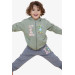 Boy's Tracksuit Set Zippered Skater Crocodile Printed Khaki Green (Age 1.5-5)