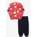 Baby Boy Tracksuit Set Monkey Embroidered Tile (1-2 Years)