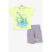 Boys Shorts Suit Crocodile Printed Pistachio (1-3 Years)