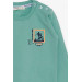 Baby Boy Sweatshirt Skateboarder Printed Mint Green (9 Months-3 Years)