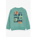 Baby Boy Sweatshirt Skateboarder Printed Mint Green (9 Months-3 Years)