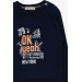 Boy's Sweatshirt With Text Printed Navy (2-5 Years)