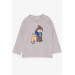 Boy Long Sleeve T-Shirt Teddy Bear Printed Beige Melange (1.5-5 Years)