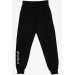 Boy's Sweatpants With Text Print Black (4-11 Ages)