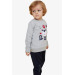 Boy's Tracksuit Set Teddy Bear Figure Gray Melange (1-2 Age)