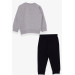 Boys Tracksuit Set Gray Melange With Figure Embroidery (1.5-5 Years)