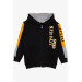 Boy Cardigan Printed Hooded Black (4-8 Years)