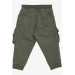 Boy's Trousers With Cargo Pockets, Elastic Waist, Khaki Green (Ages 3-7)