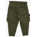 Boy's Trousers With Cargo Pockets And Elastic Waist Dark Green (Ages 3-7)