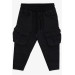 Boy's Trousers With Cargo Pockets And Elastic Waist Black (Ages 3-7)