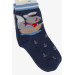 Boy Socks Captain Squirrel Printed Navy Blue (1-2-5-6 Years)