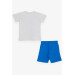 Light Gray Printed T-Shirt And Shorts Set For Boys (1-4 Years)