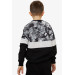 Boy's Sweatshirt Patterned Black (6-12 Years)