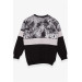 Boy's Sweatshirt Patterned Black (6-12 Years)