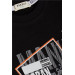 Boys Long Sleeve T-Shirt Patterned Letter Printed Black (6-12 Years)