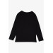 Boys Long Sleeve T-Shirt Patterned Letter Printed Black (6-12 Years)