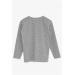 Boys Long Sleeve T-Shirt With Text Print Gray Melange (6-12 Years)