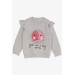 Girl's Tracksuit Set With Pompom Printed Beige Melange (1.5-5 Years)