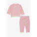 Baby Girl Tracksuit Set Polka Dot Silvery Printed Salmon Melange (6 Months-2 Years)