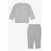 Baby Girl Tracksuit Set Cute Animal Friends Light Gray Melange (4 Months-1.5 Years)