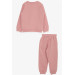 Baby Girl Tracksuit Set Glittery Accessory Rosehip (9 Months-3 Years)