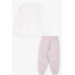 Girl's Tracksuit Set Glittery Bunny Printed Ecru (1.5-4 Years)