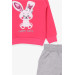 Girl's Tracksuit Set Rabbit Embroidered Pink (1-4 Years)